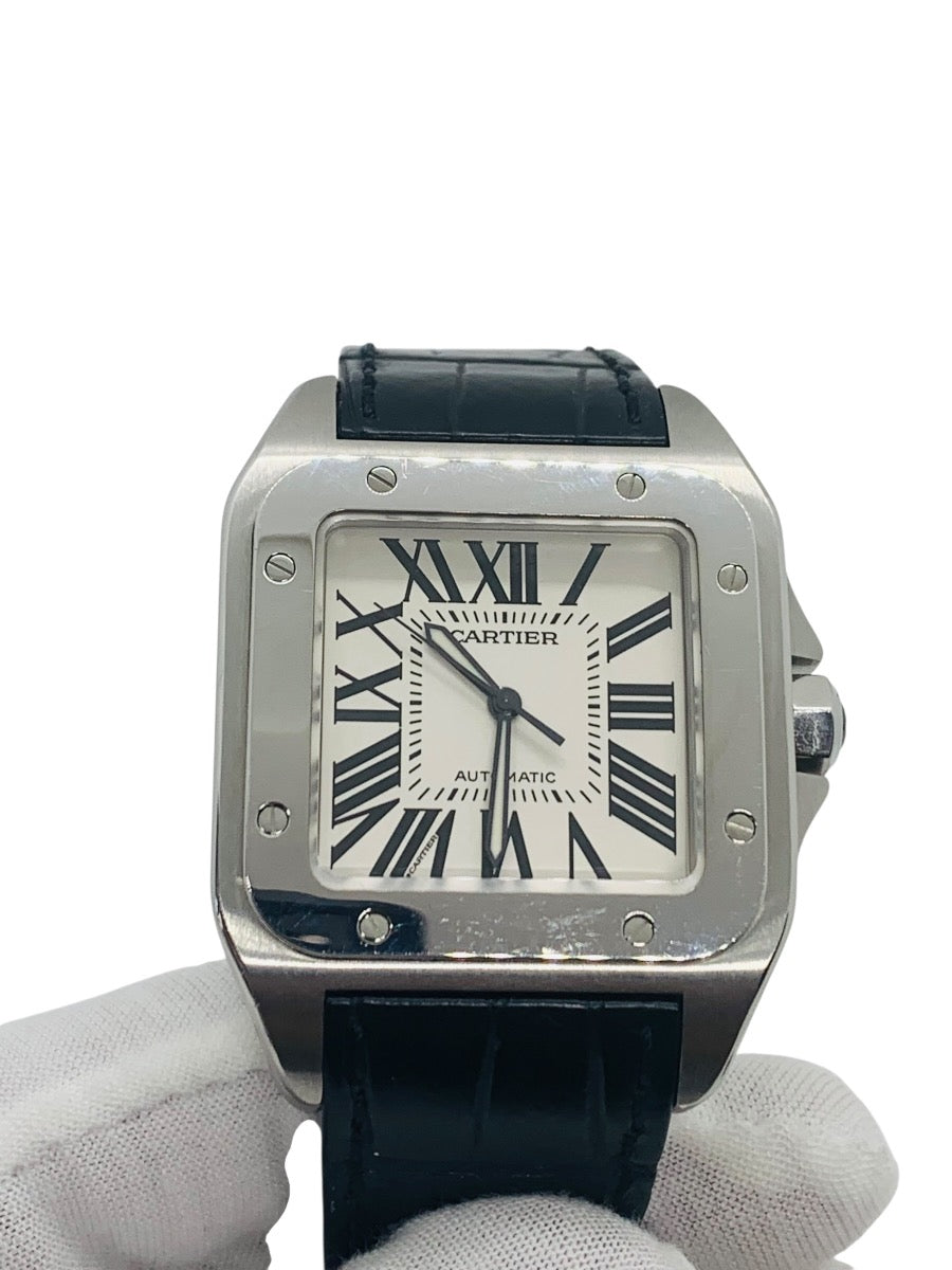 Cartier Santos 100 XL Ref 2656 Stainless Steel Leather 41mm Automatic Swiss Men's Watch