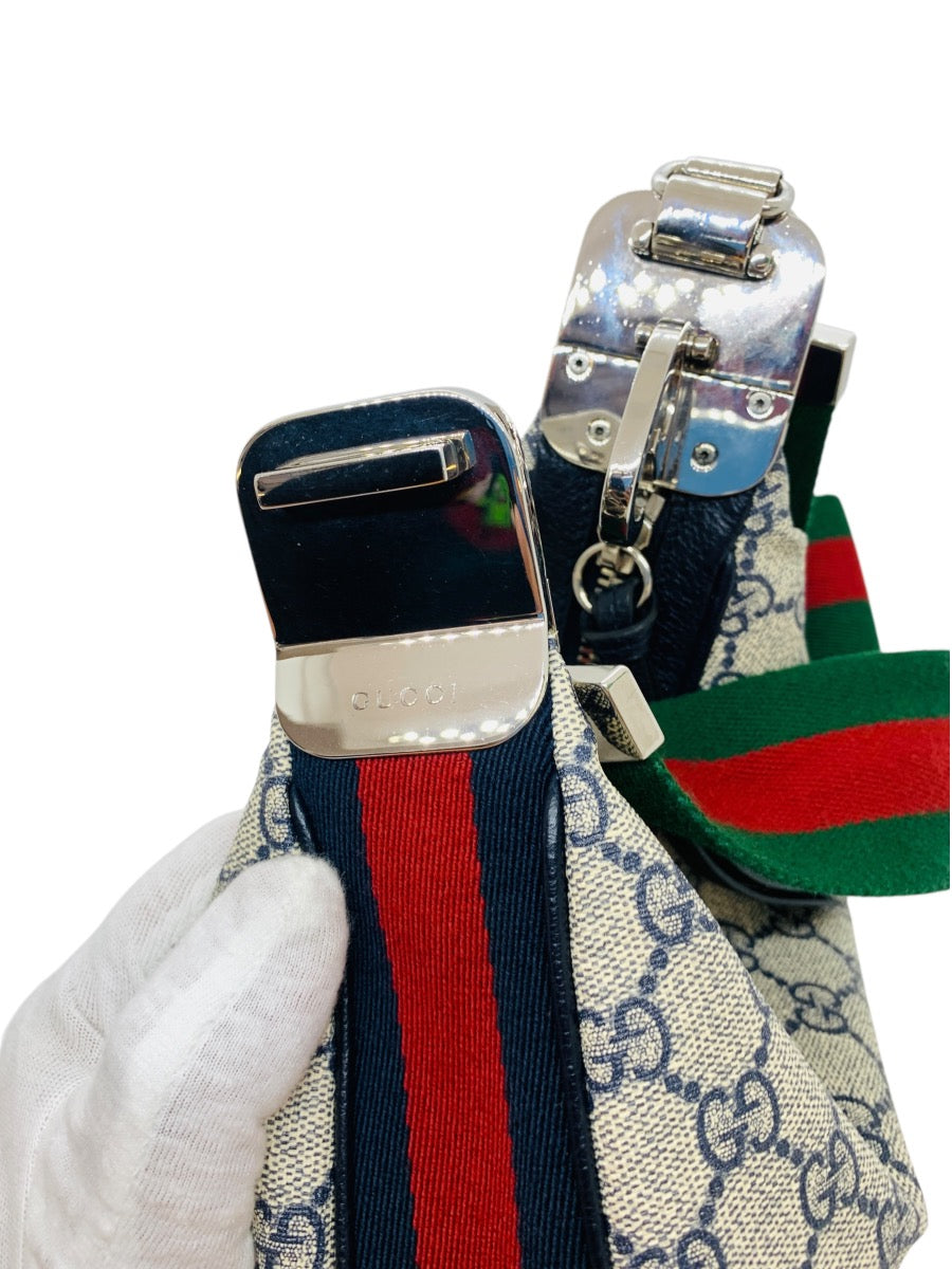GUCCI Attache Medium Shoulder Bag GG Supreme Canvas Web Stripe 2Way 699409