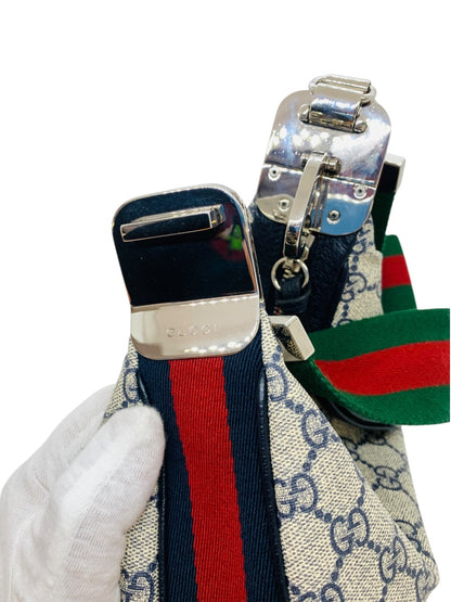 GUCCI Attache Medium Shoulder Bag GG Supreme Canvas Web Stripe 2Way 699409