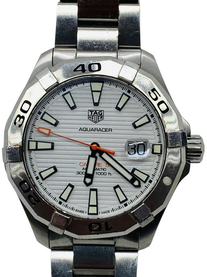 Tag Heuer Men's Aquaracer White Automatic Swiss Watch 43mm WAY2013 w/ Box