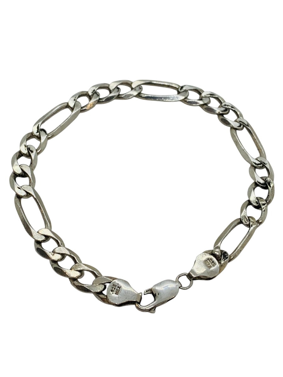 Mexico .925 Figaro Sterling Silver Bracelet