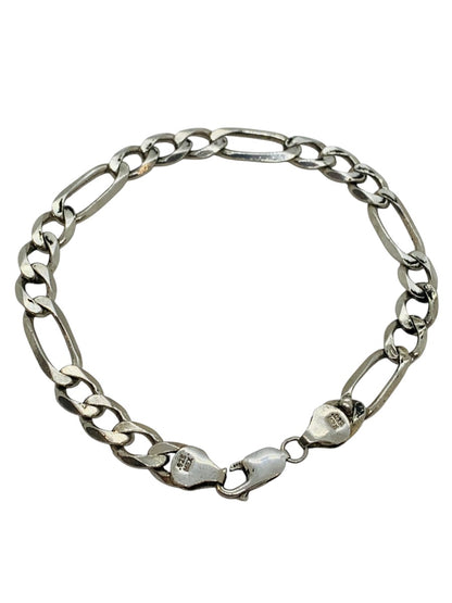 Mexico .925 Figaro Sterling Silver Bracelet