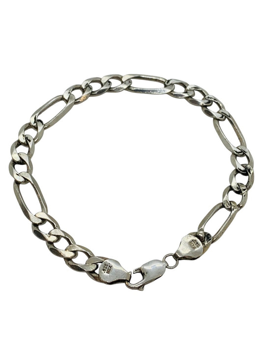 Mexico .925 Figaro Sterling Silver Bracelet