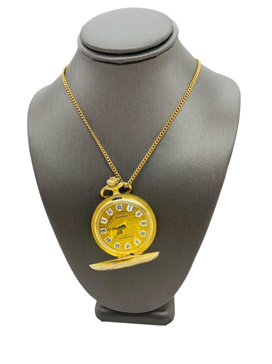 Vintage Wakmann 17 Jewels Shock Absorber Pendant Watch with Gold Tone Chain Made in France