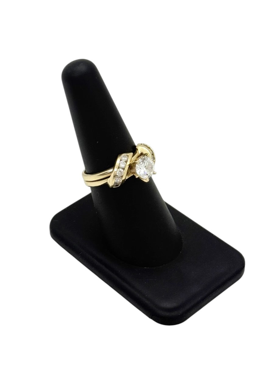 14K Yellow Gold Clear Stone Ring Set | 0.91 TCW | 5.8g