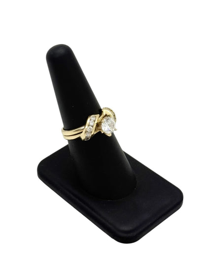 14K Yellow Gold Clear Stone Ring Set | 0.91 TCW | 5.8g