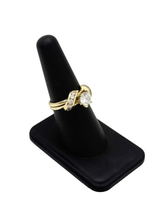 14K Yellow Gold Clear Stone Ring Set | 0.91 TCW | 5.8g