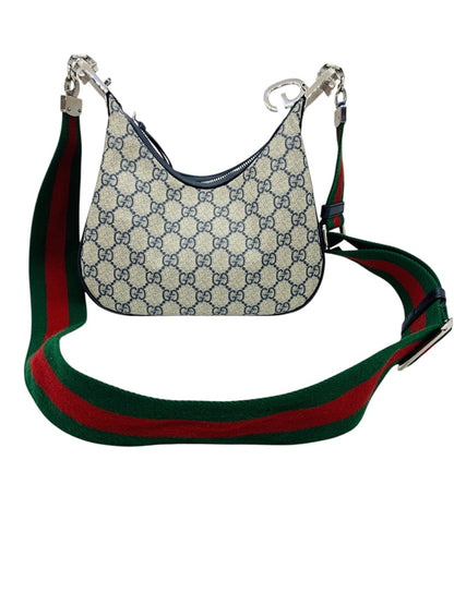 GUCCI Attache Medium Shoulder Bag GG Supreme Canvas Web Stripe 2Way 699409