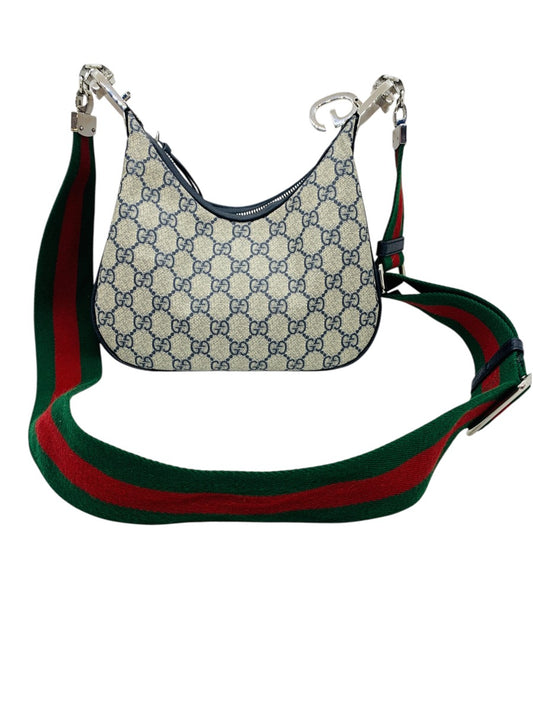 GUCCI Attache Medium Shoulder Bag GG Supreme Canvas Web Stripe 2Way 699409