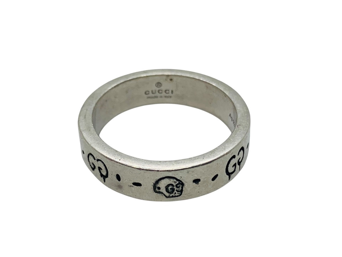 Gucci Ghost Skull Ring Sterling Silver .925 GG 6mm 8 Grams Made In Italy