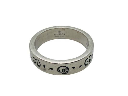 Gucci Ghost Skull Ring Sterling Silver .925 GG 6mm 8 Grams Made In Italy