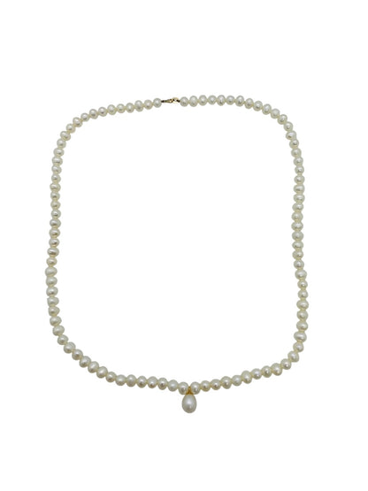 14K Gold Yellow Pearl Necklace, 18 in chain, 5.5 mm Pearl Natural Pearl Stones