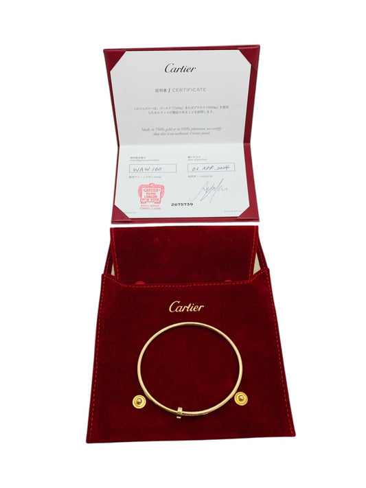 Cartier Juste Un Clou bracelet Small Model 750 18K Yellow Gold Size 19 w/ Cert