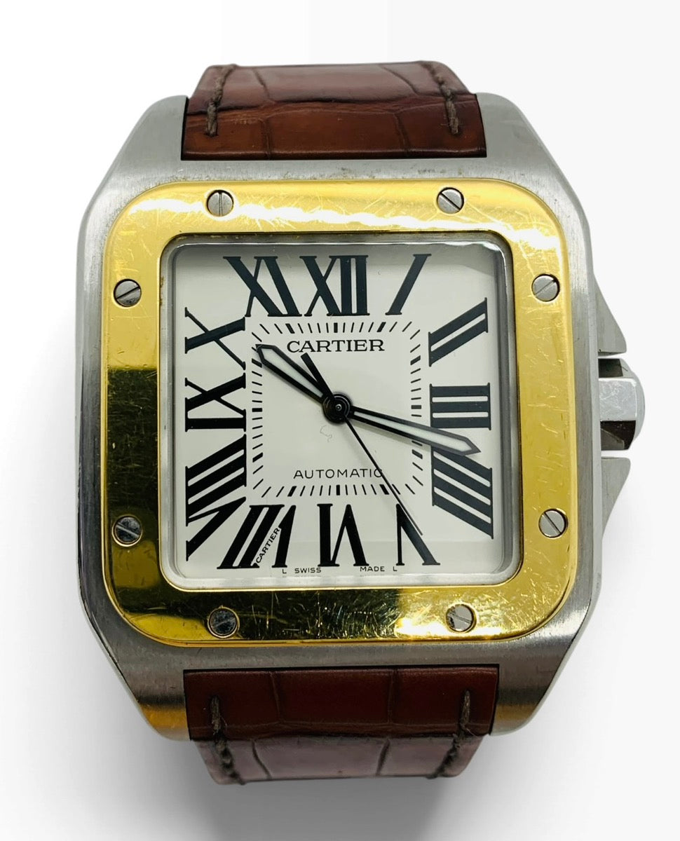 Cartier Santos 100 Automatic 40mm Roman 2-Tone Men's Swiss Watch 2656