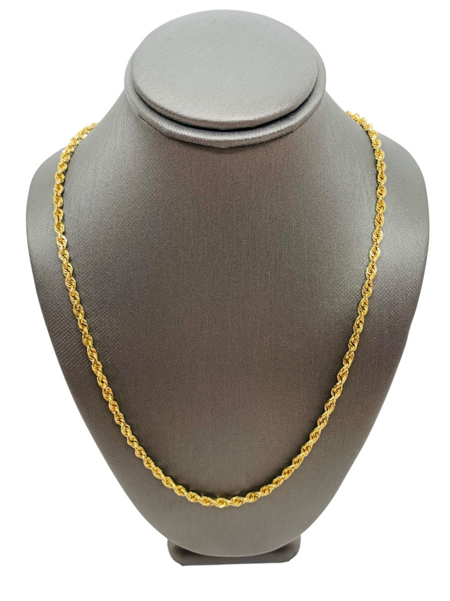 14K Yellow Gold Rope Chain | Size 20 | 10.8g