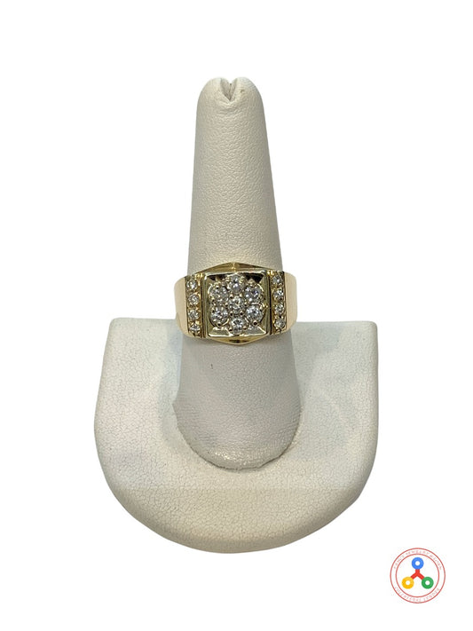 14K Yellow Gold Diamond Men's Ring- .94 CTW 9.1 Grams Size 9