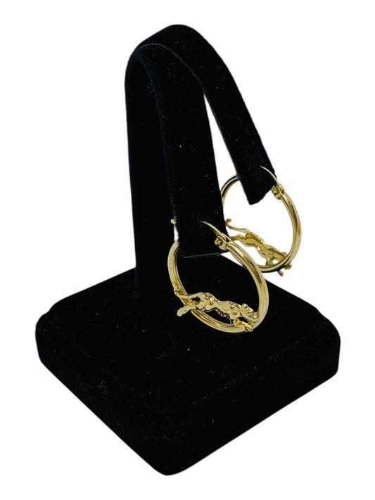 14K Yellow Gold Cheetah Hoop Earrings | Size 1 inch | 3.8g