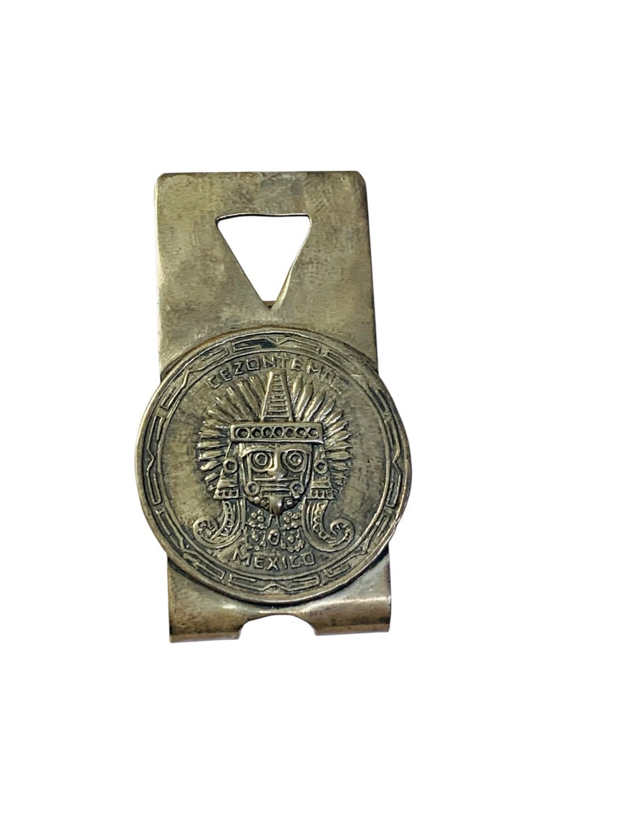 Vintage Sterling Silver Cezontemoc Mexico Money Clip 27.4 Grams