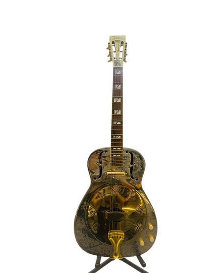Dean Resonator Thin Body F-Hole Chrome Gold Electric Guitar
