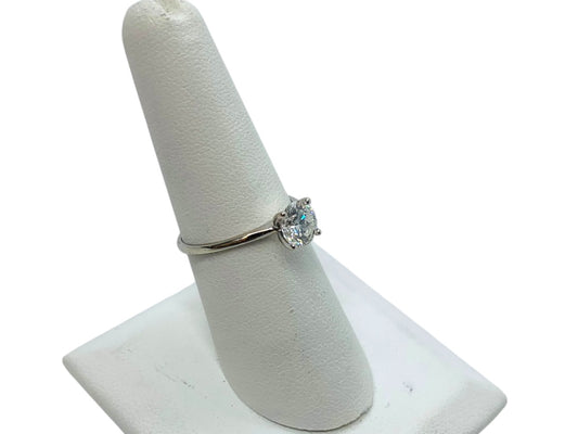 14K White Gold Round Diamond Engagement Ring - 1.01TCW - Size 7.25 - 1
