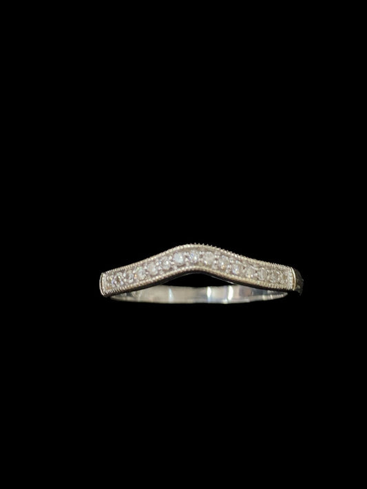 14K White Gold/Diamond Curved Ring - 0.15tcw - Size US 8.75 - 2.4g