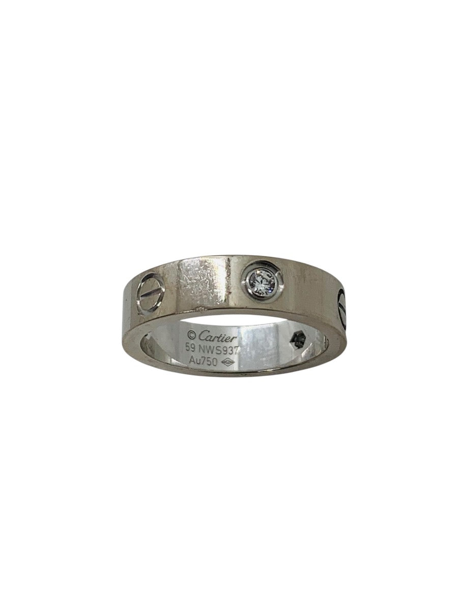 Cartier Love Ring 18K White Gold 750 Au Classic Model 3 Diamonds Size 59