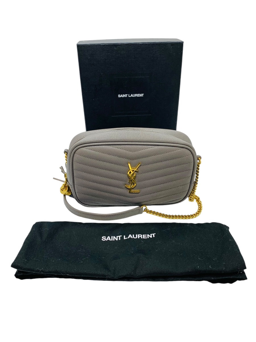 Saint Laurent Lou Camera Bag Matelasse Chevron Leather Mini Dusty Grey