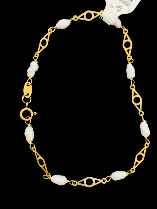 18K Yellow Gold Opal Link Bracelet | Size 7 | 1.4g
