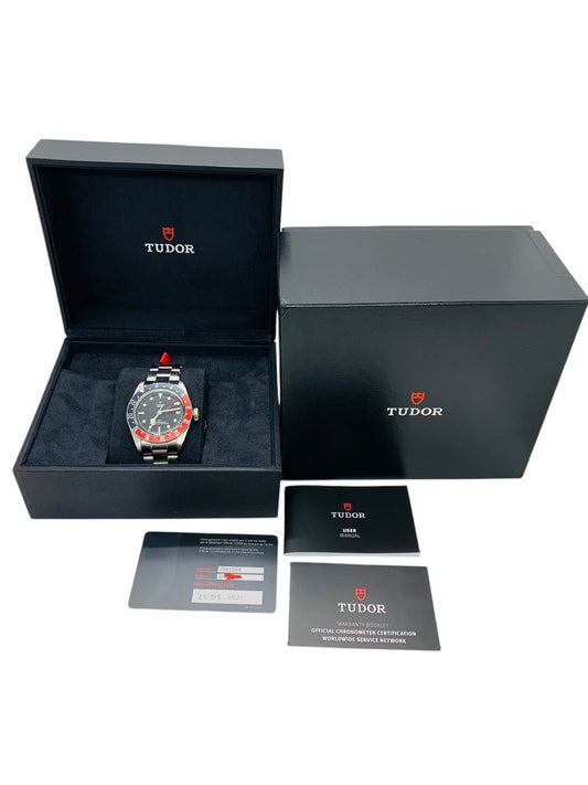 Tudor Black GMT 41mm Pepsi Black Dial Steel Bracelet 79830RB Box & Papers