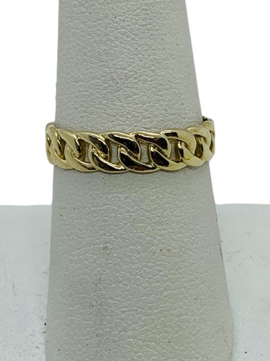 14K Yellow Gold Cuban Design Ring Size 7 3/4 Weighs 1.7 Gr