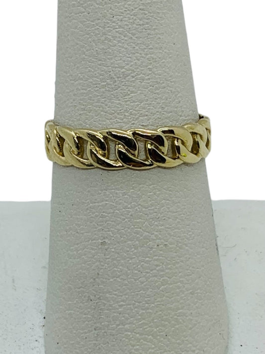 14K Yellow Gold Cuban Design Ring Size 7 3/4 Weighs 1.7 Gr