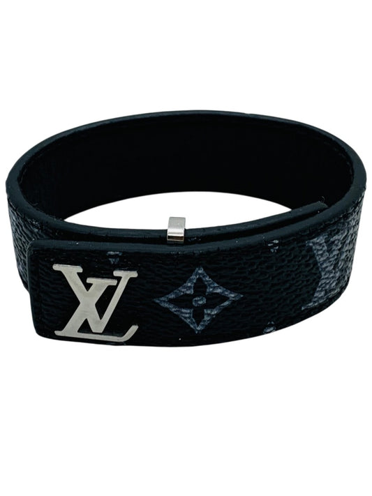 Louis Vuitton Slim Bracelet Black LV Monogram Leather
