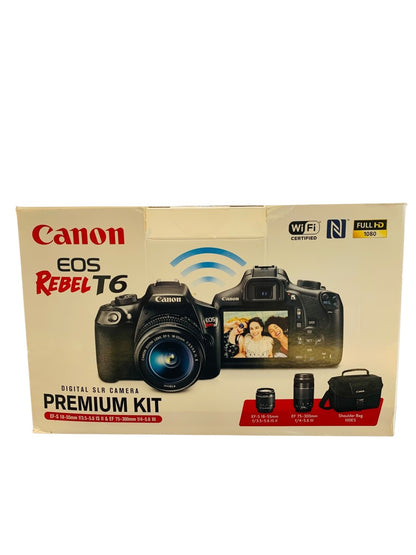 Canon EOS Rebel T6 Digital SLR Camera Premium Kit with 2 Lens New/Other