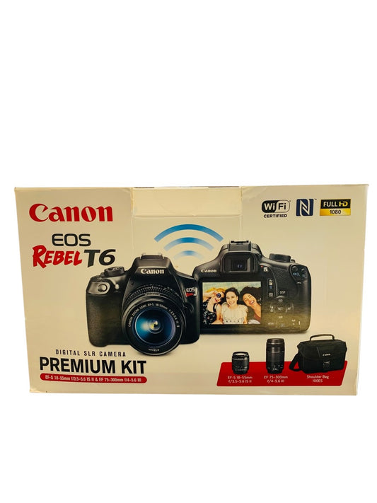 Canon EOS Rebel T6 Digital SLR Camera Premium Kit with 2 Lens New/Other