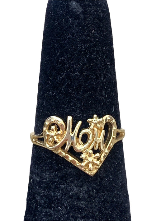 14K Yellow Gold "MOM" Ring - Size 6.5 - 2.3g