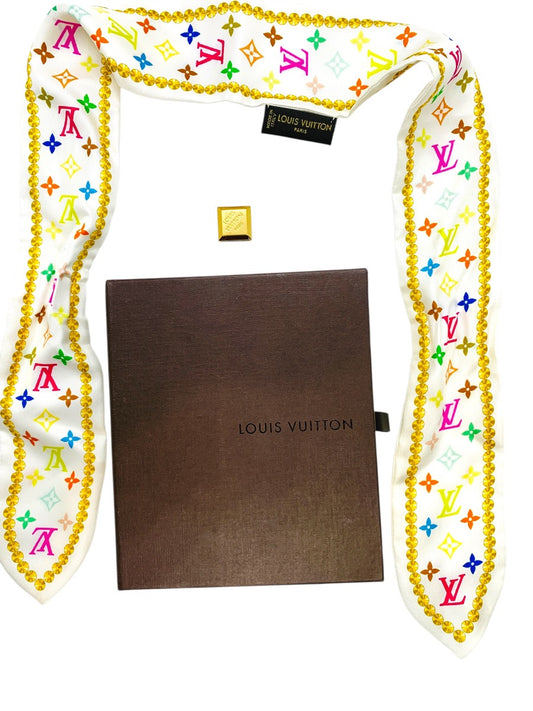 Louis Vuitton Tsuini Twilly Bandeau Scarf White Multicolor