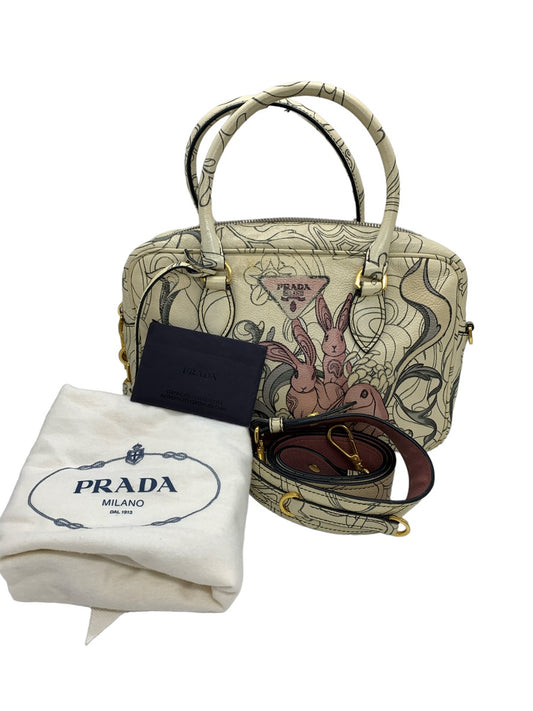 Prada Glace Rabbit - Print Calf Opaline Handbag (Please Read)