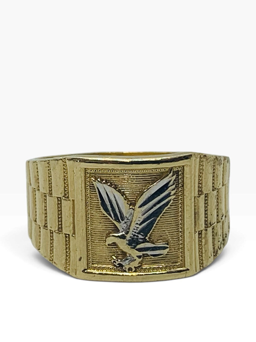 14K Yellow Gold Rolex Style Eagle Men's Ring Size 10.5 | 5.3 Grams