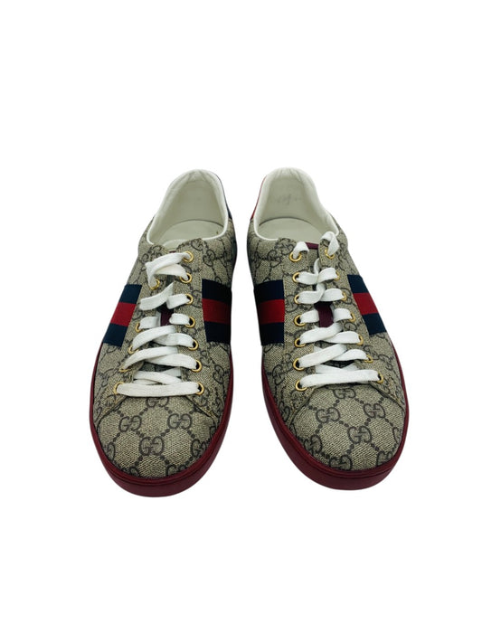 Gucci Ace Supreme GG Monogram Red Bottom Shoes Sneakers-Mens 8.5=9 US