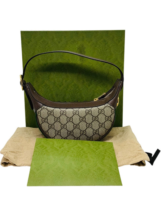 Gucci Ophidia GG Mini Bag Supreme Canvas Brown Leather