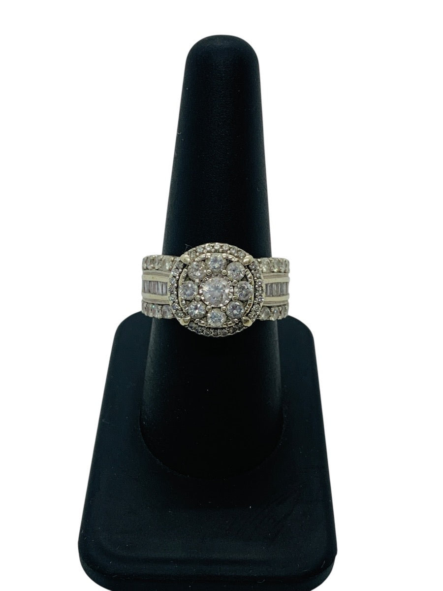 10K White Gold Round Ring | 3.14 TCW | Size 8 | 7.3g