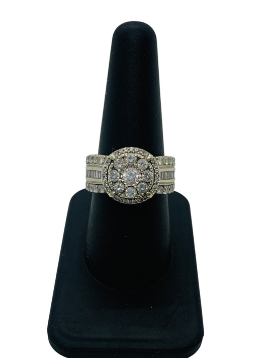 10K White Gold Round Ring | 3.14 TCW | Size 8 | 7.3g