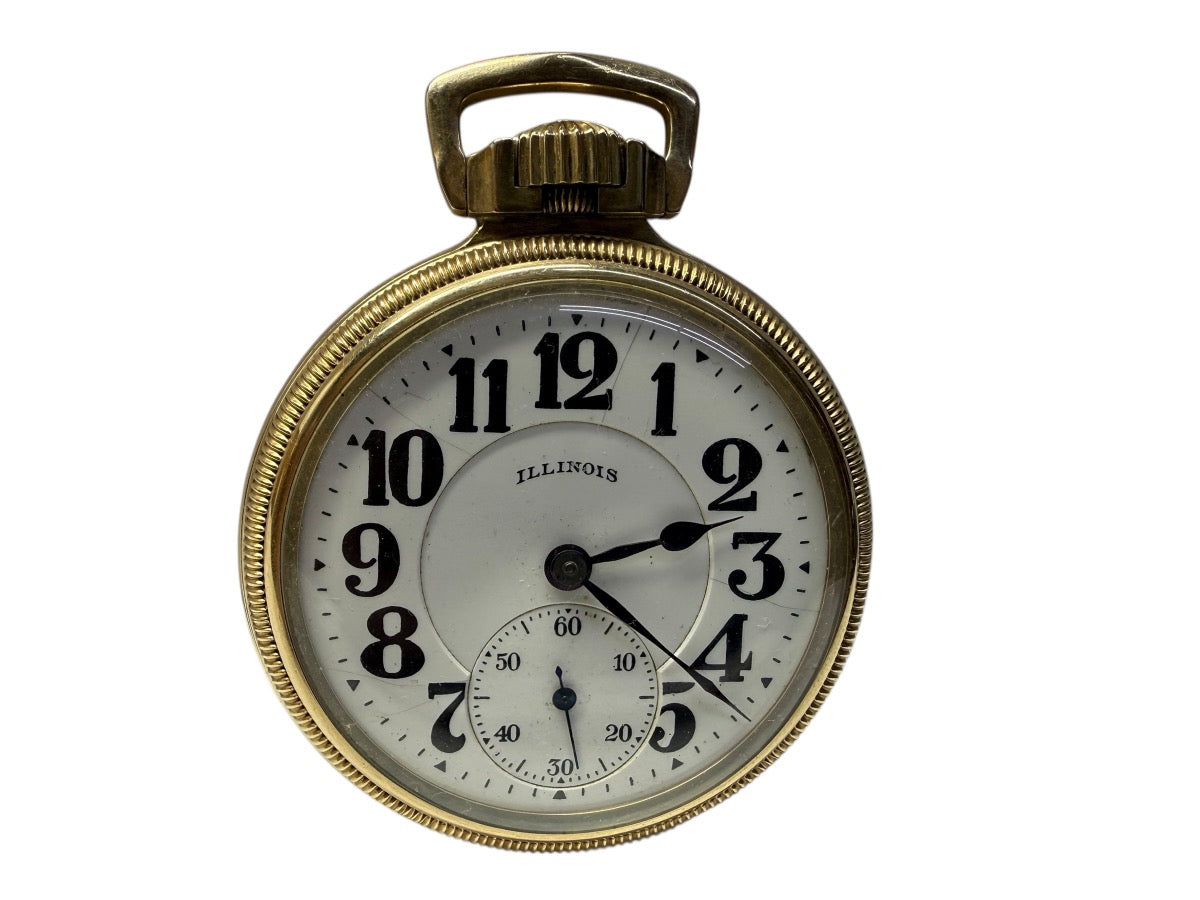 Vintage Illinoise Pocket Watch 10K Gold Filled Wind-Up Open Face 1920s