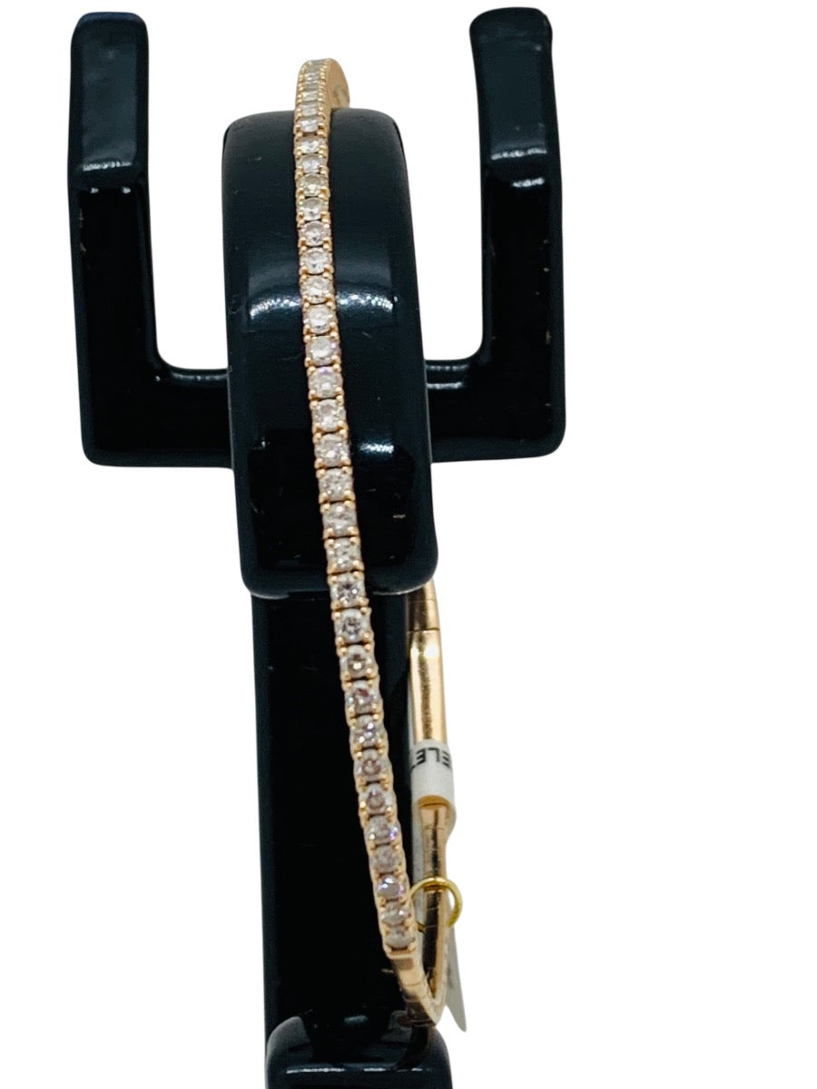14K Rose Gold Round Diamond Bangle Bracelet | .40 TCW | Size 8 | 6.3g