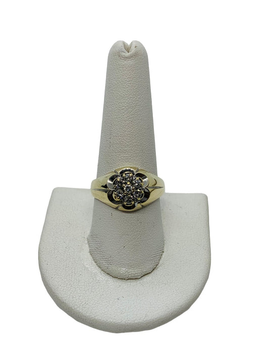 14K 2-Tone Gentleman's Diamond Cluster Ring Size 9.5 / 5.8g / .63 CTW