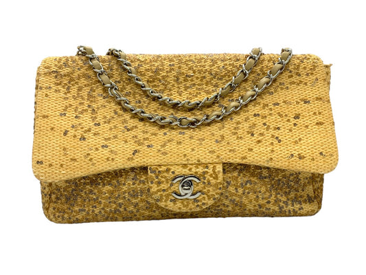 Chanel Raffia Sequin Single Flap Bag - Hay Colored w/ Authenticity Card