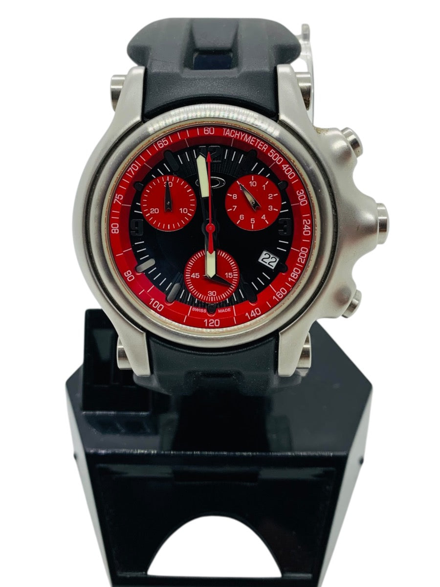 Oakley Holeshot Red Dial Watch 45mm Case Rubber Black Band