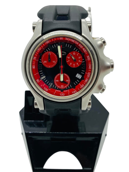 Oakley Holeshot Red Dial Watch 45mm Case Rubber Black Band