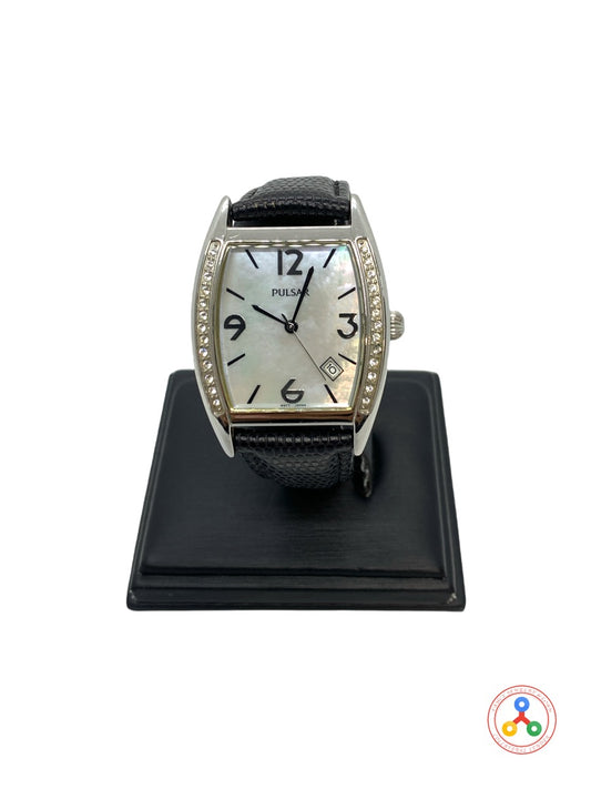 Pulsar VX32 Ladys Quartz Watch w Mother of Pearl and Crystal Accents