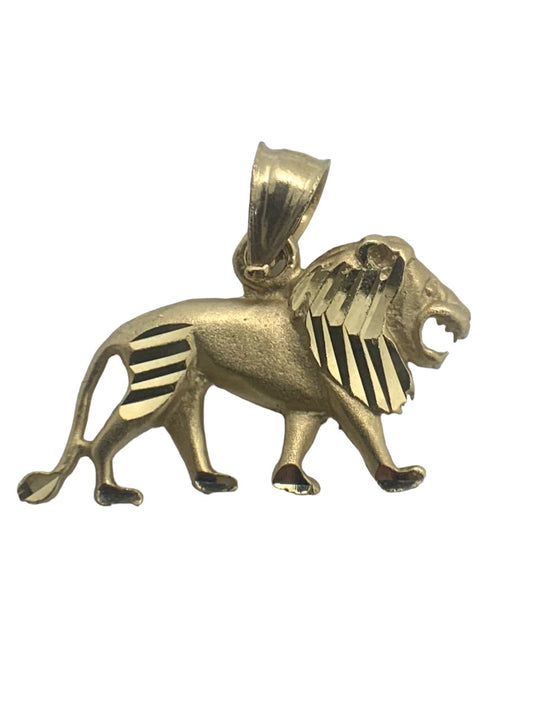 14K Yellow Gold Roaring Lion Pendant - 1" X 1" / 1.8 Grams